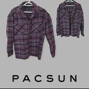 PACSUN Purple Textured Shacket Longsleeve Plaid Jacket Mens Size Small